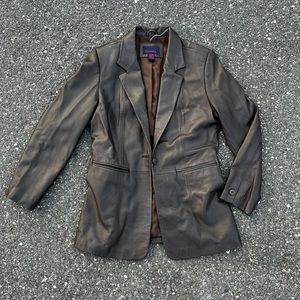 Vintage Genuine Leather Dark Brown Blazer